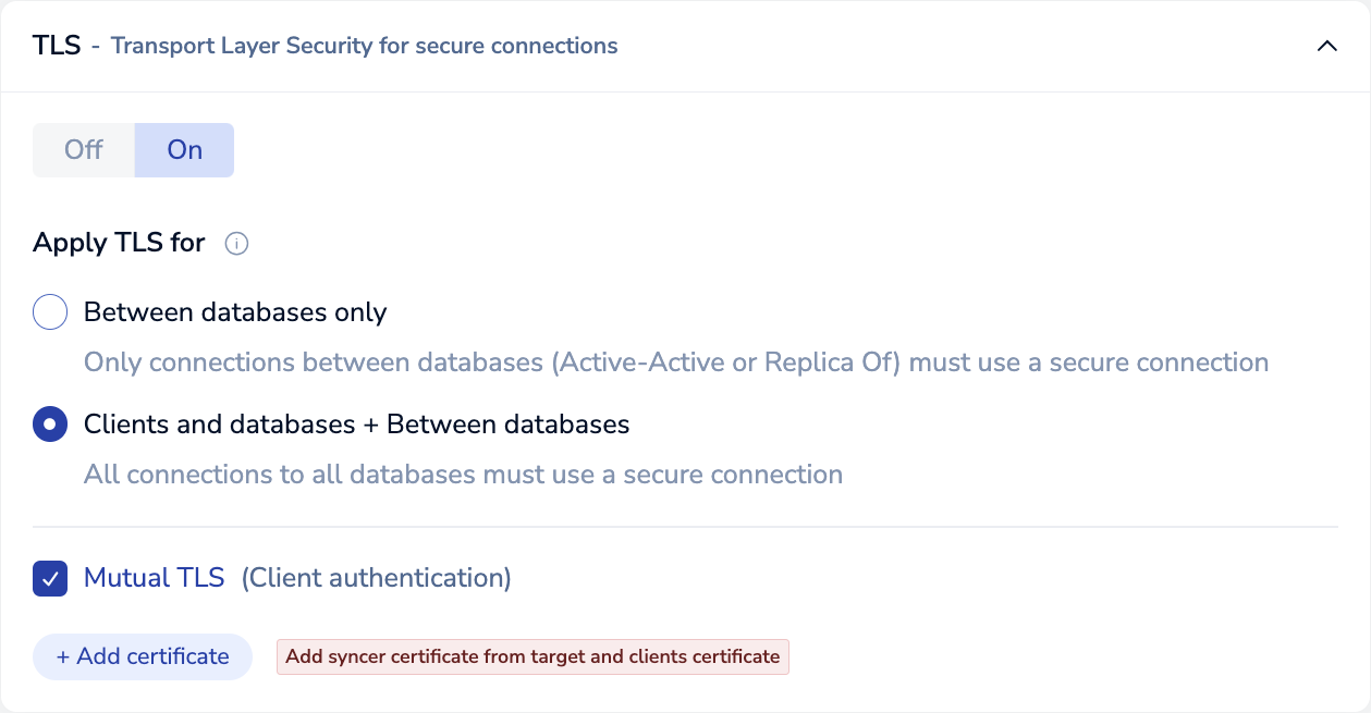 Mutual TLS authentication configuration.